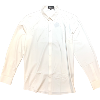 Barocco White Crystal Sparkle Button-Up Shirt - Dudes Boutique