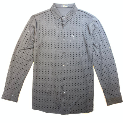 Barocco Black/Black Fully Loaded Crystal Button Up Shirt - Dudes Boutique