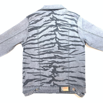Barocco Men's Charcoal Crystal Key Denim Jacket - Dudes Boutique