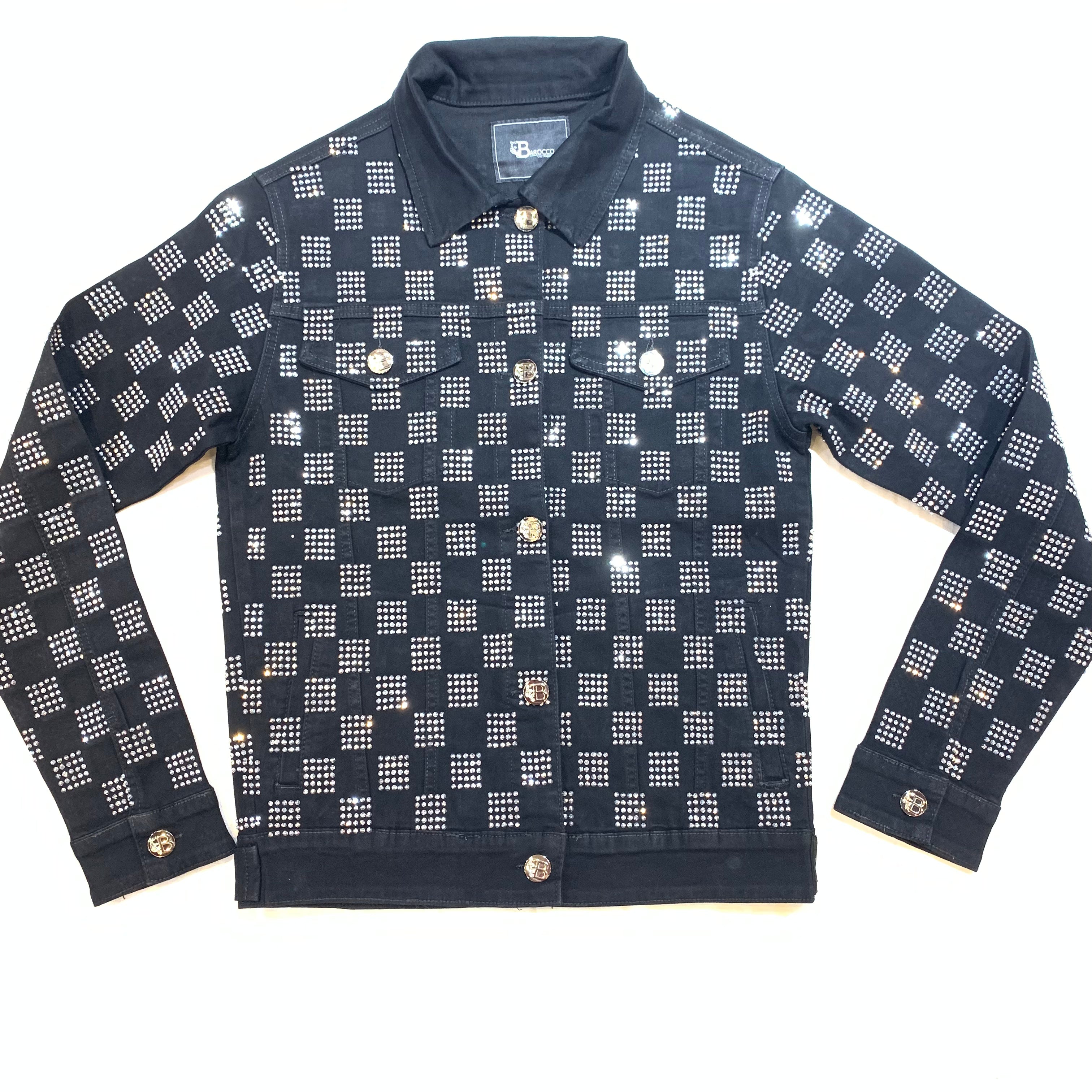 Barocco Black Silver Full Crystal Jacket - Dudes Boutique