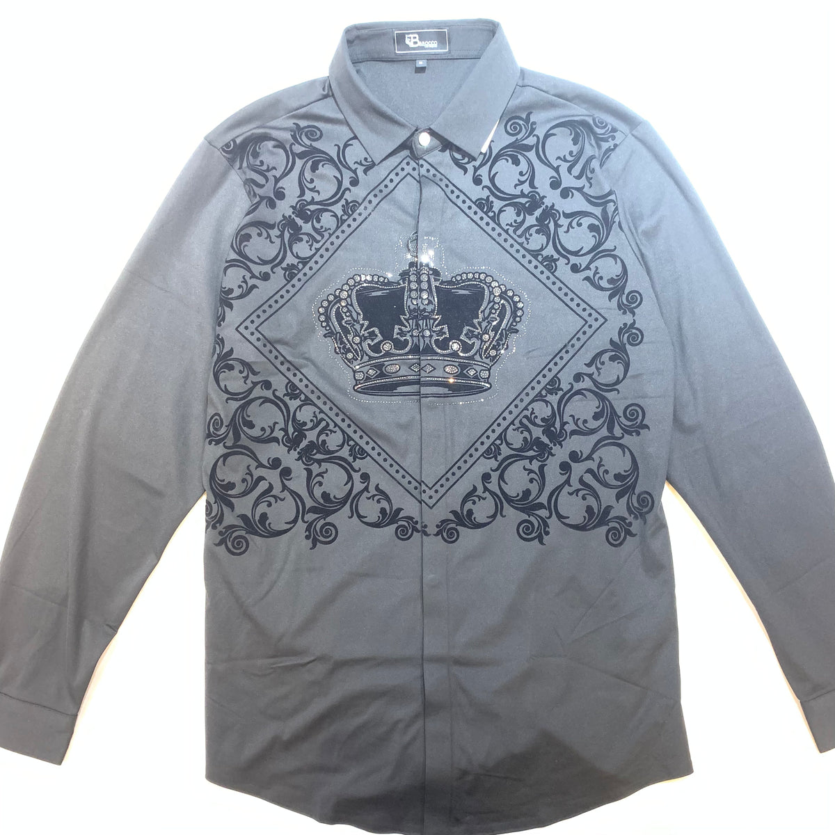 Barocco Crown Crystal Button-Up Shirt - Dudes Boutique