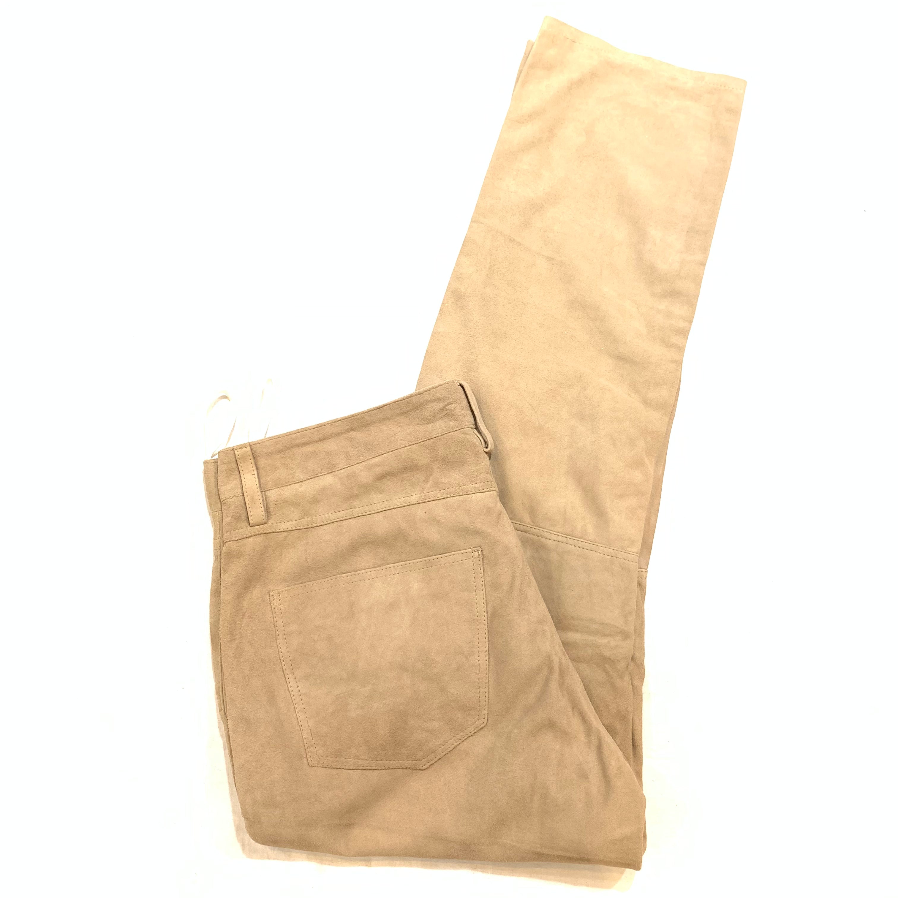 Kashani Men's Beige Suede Straight Cut Pants - Dudes Boutique