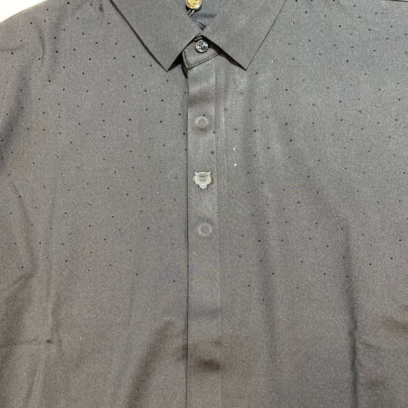 Barocco Black Crystal Sparkle Button-Up Shirt - Dudes Boutique