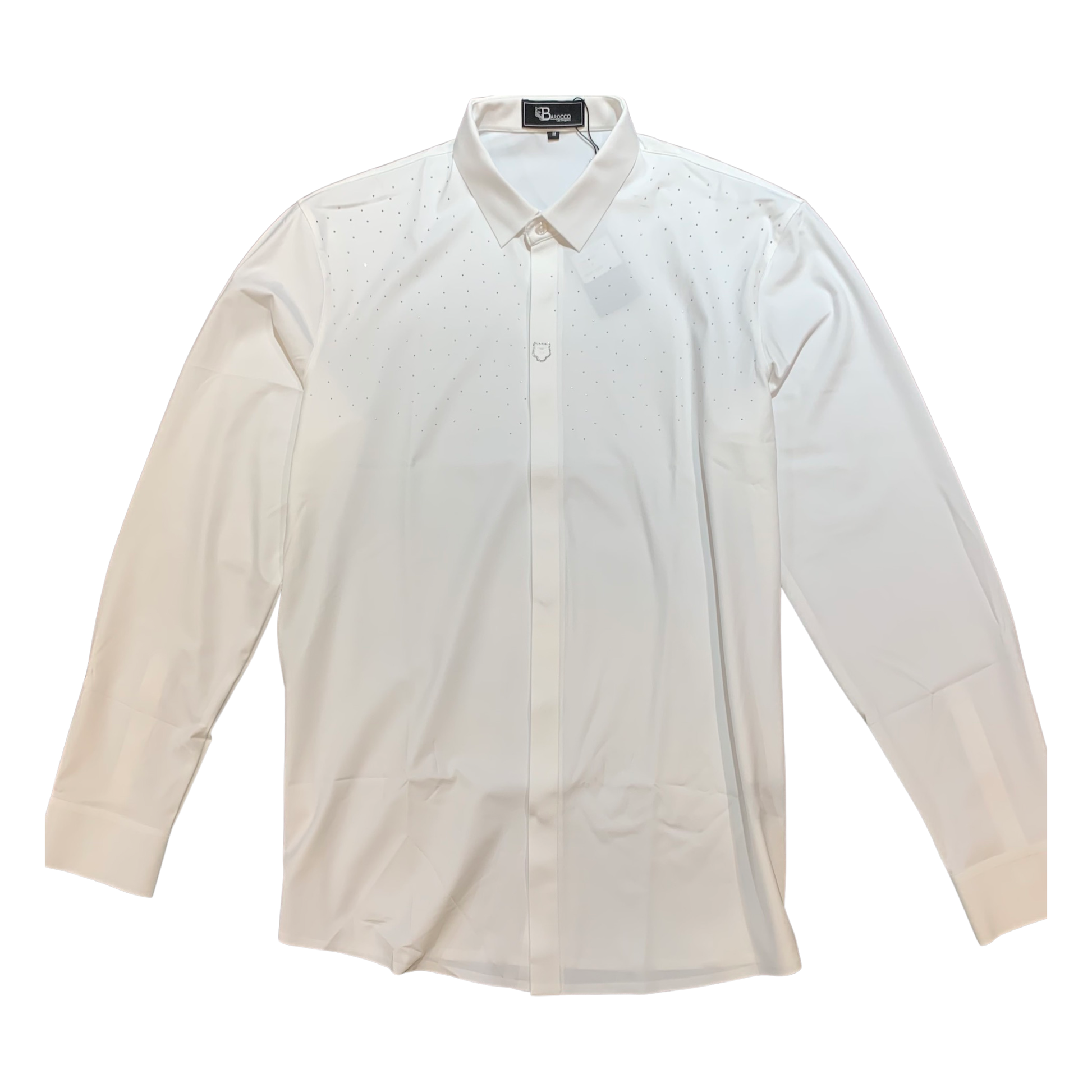 Barocco White Crystal Sparkle Button-Up Shirt - Dudes Boutique