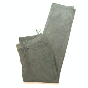 Kashani Men's Olive Green Suede Straight Cut Pants - Dudes Boutique