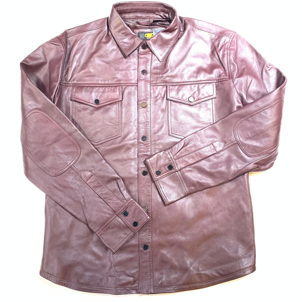 Kashani Men's Burgundy Lambskin Button-Up Shirt - Dudes Boutique