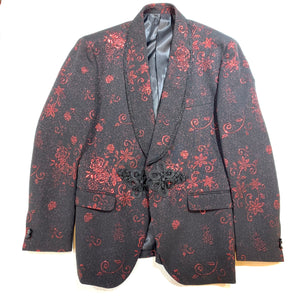 Lanzzino Red Black Cable Rose Blazer - Dudes Boutique