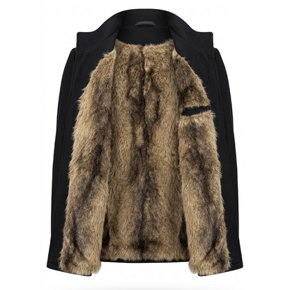 BlackBomb Sergeant Major Soutache Jacket in Black/Gold, Fur-Lined