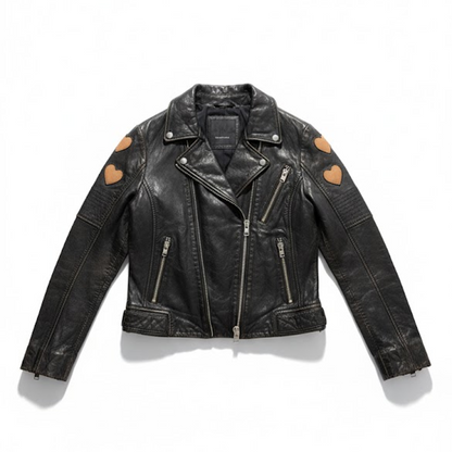 Mauritius women's Reo RF leather jacket with heart detail