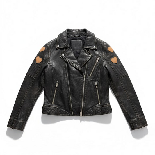 Mauritius Women's Reo RF Heart Detail Leather Jacket