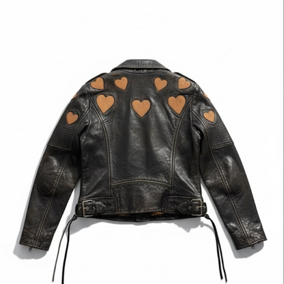 Mauritius women's Reo RF leather jacket with heart detail