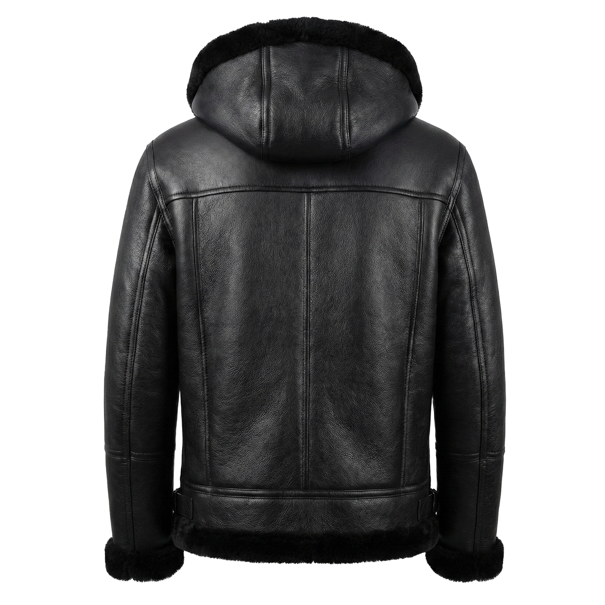 Kashani Black Shearling Hooded Jacket w/Detachable Hood