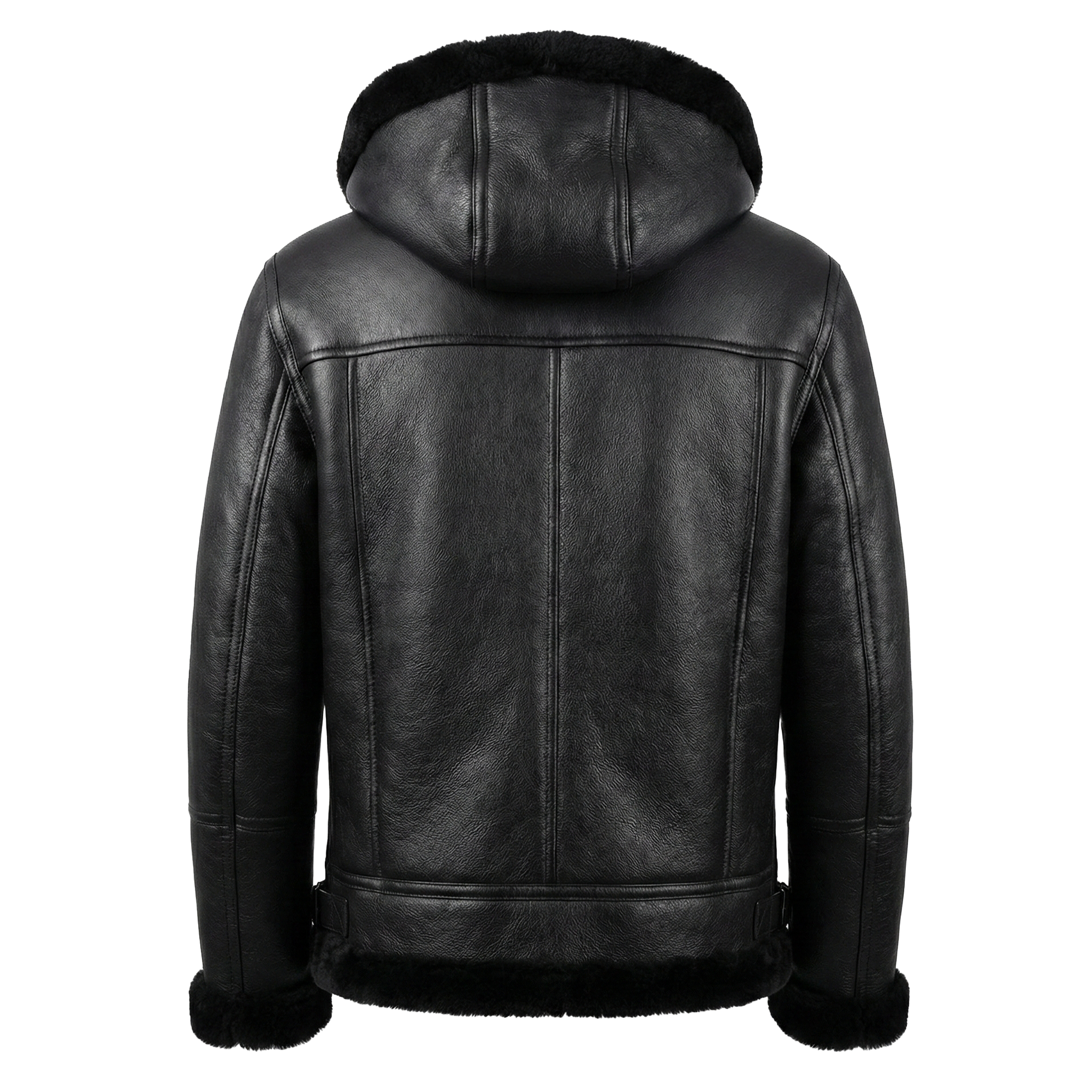 Kashani Black Shearling Hooded Jacket w/Detachable Hood