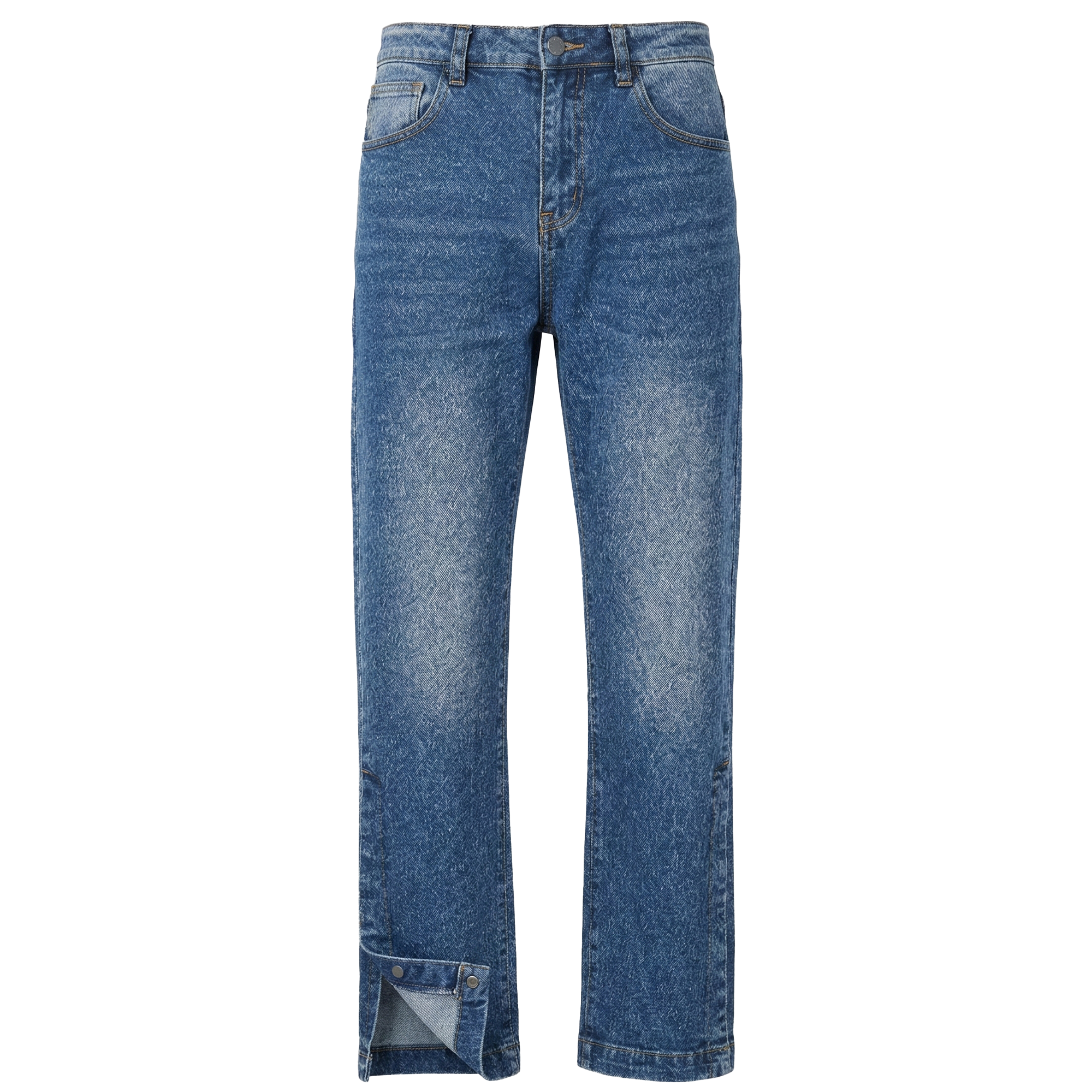 SBO Mid Blue Snap Hem Denim Jeans