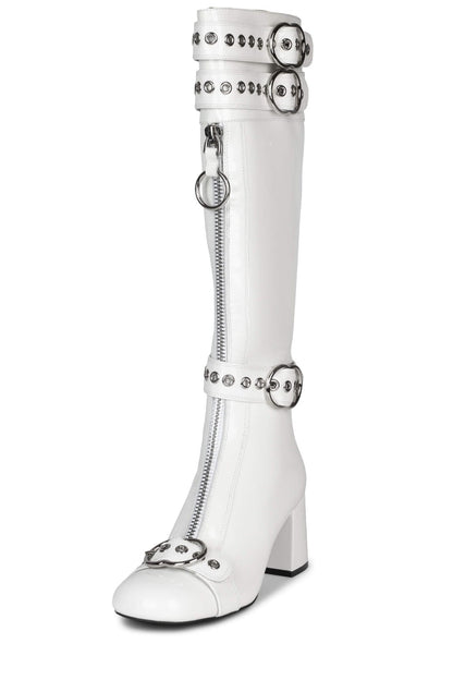 Jeffrey Campbell Women's White Jenine Knee High Boot - Dudes Boutique