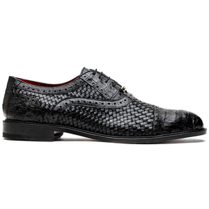 Marco Di Milano John Black Woven Leather & Crocodile Dress Shoes - Dudes Boutique