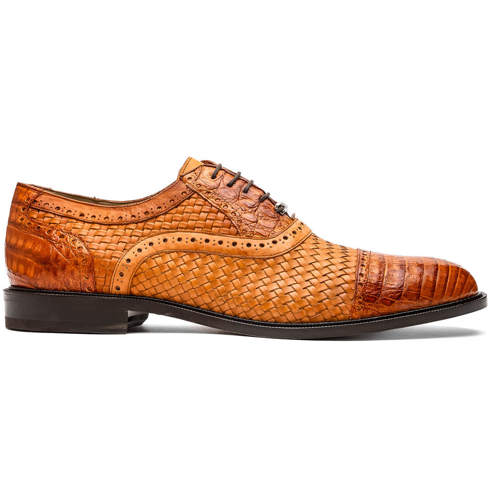 Marco Di Milano John Brandy Woven Leather & Crocodile Dress Shoes - Dudes Boutique