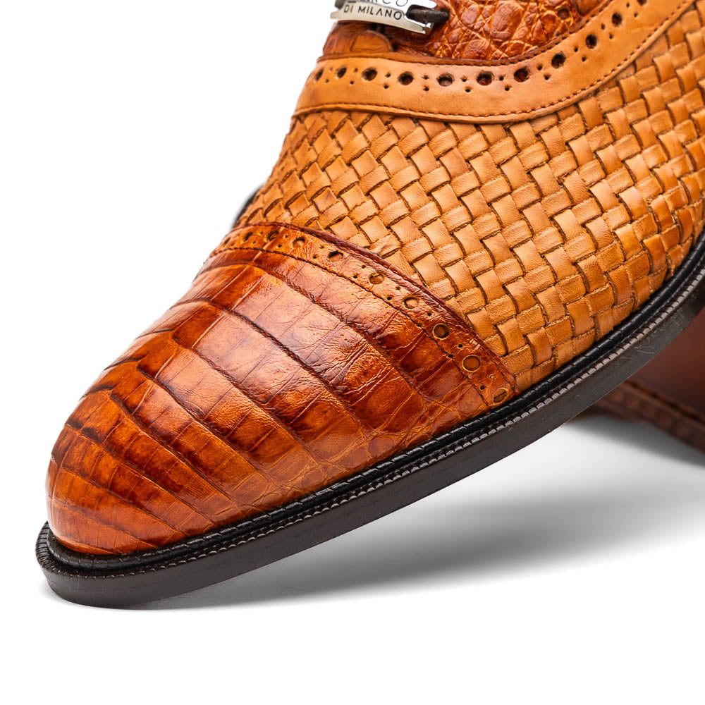 Marco Di Milano John Brandy Woven Leather & Crocodile Dress Shoes - Dudes Boutique