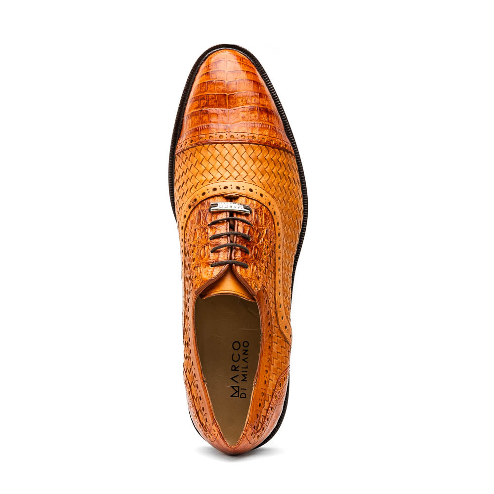 Marco Di Milano John Brandy Woven Leather & Crocodile Dress Shoes - Dudes Boutique