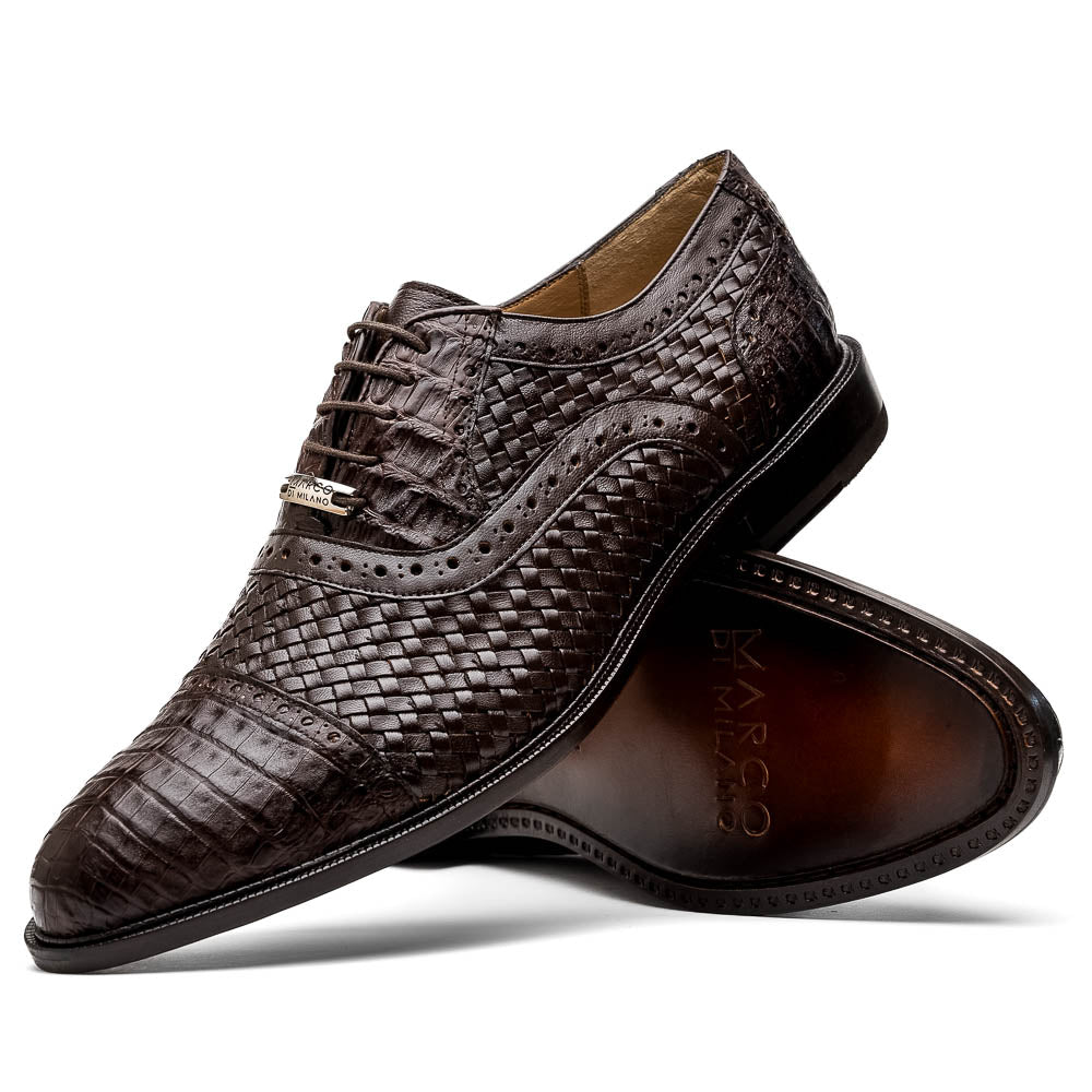 Marco Di Milano John Brown Woven Leather & Crocodile Dress Shoes - Dudes Boutique