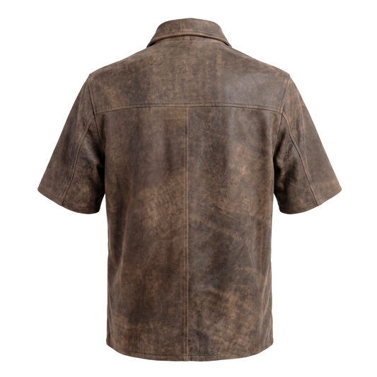 Kashani Jungle Lambskin Leather Cuban Collar Shirt