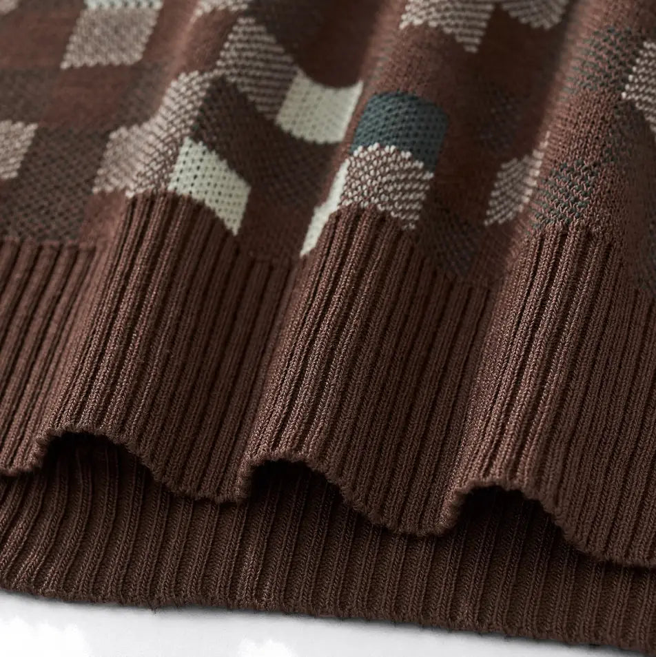 Pixel Fade Knit Polo KHAKI