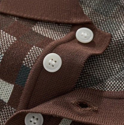 Pixel Fade Knit Polo KHAKI