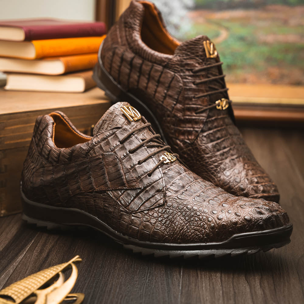 Marco Di Milano Kratos Brown Caiman Crocodile Sneakers - Dudes Boutique