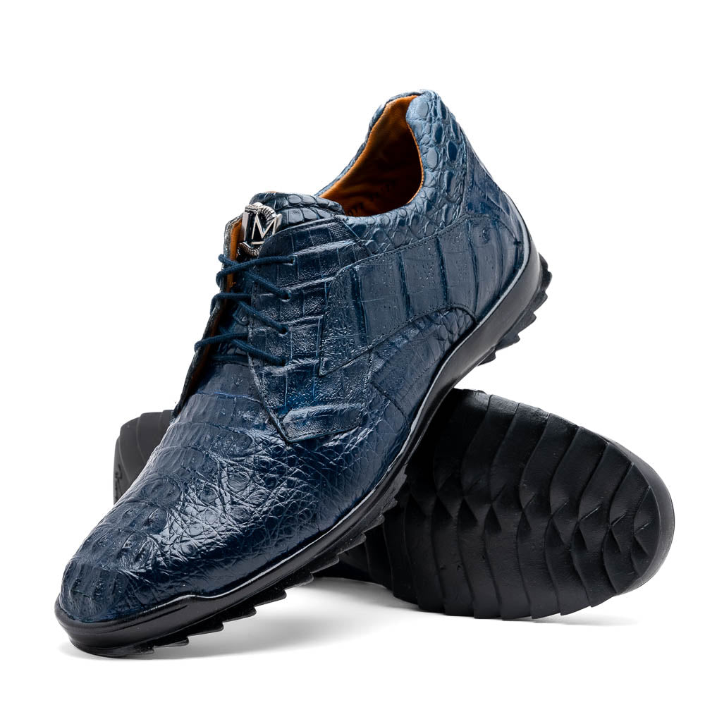 Marco Di Milano Kratos Navy Caiman Crocodile Sneakers - Dudes Boutique