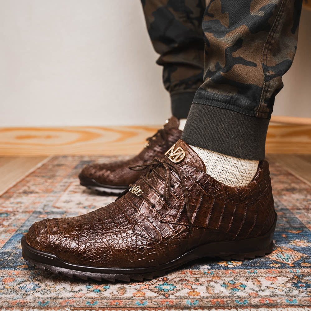 Marco Di Milano Kratos Brown Caiman Crocodile Sneakers - Dudes Boutique