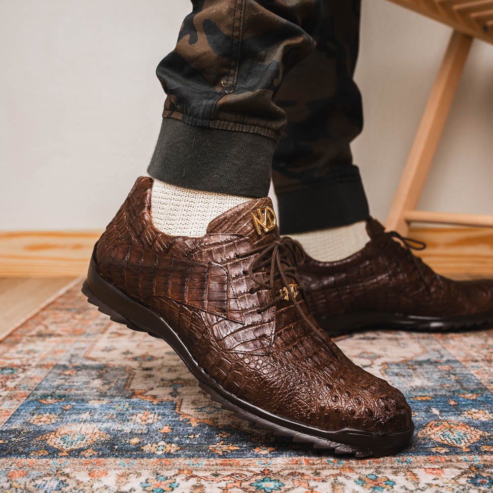 Marco Di Milano Kratos Brown Caiman Crocodile Sneakers - Dudes Boutique