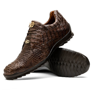 Marco Di Milano Kratos Brown Caiman Crocodile Sneakers - Dudes Boutique