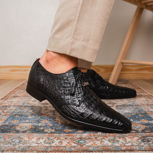 Marco Di Milano Lacio Black Caiman Crocodile Dress Shoes - Dudes Boutique