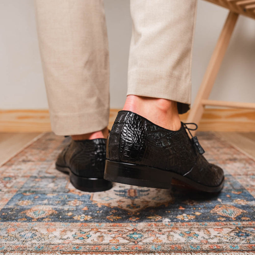 Marco Di Milano Lacio Caiman Black Derby Shoes