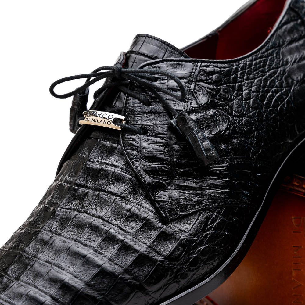 Marco Di Milano Lacio Black Caiman Crocodile Dress Shoes - Dudes Boutique