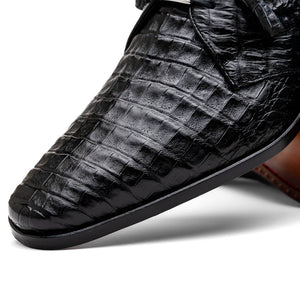 Marco Di Milano Lacio Black Caiman Crocodile Dress Shoes - Dudes Boutique