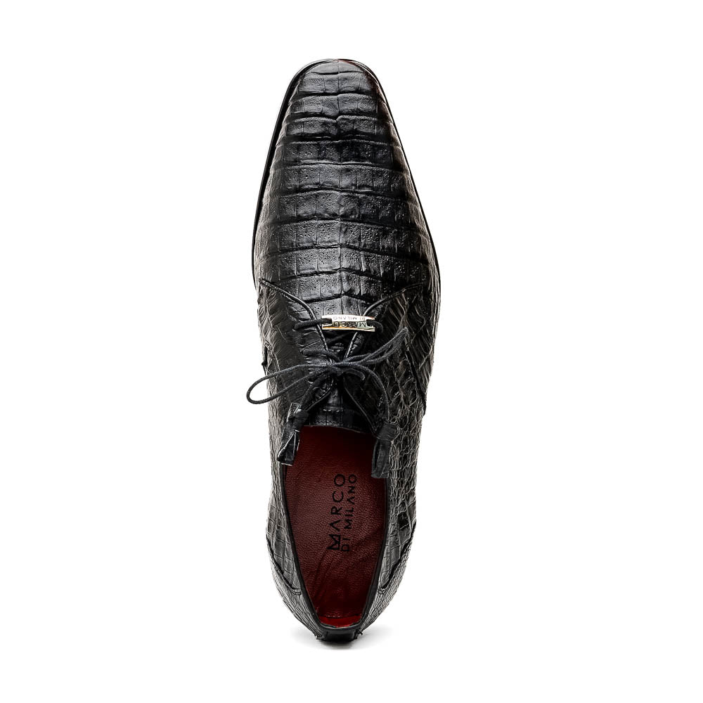 Marco Di Milano Lacio Black Caiman Crocodile Dress Shoes - Dudes Boutique