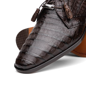 Marco Di Milano Lacio Derby Brown Caiman Crocodile Dress Shoes - Dudes Boutique