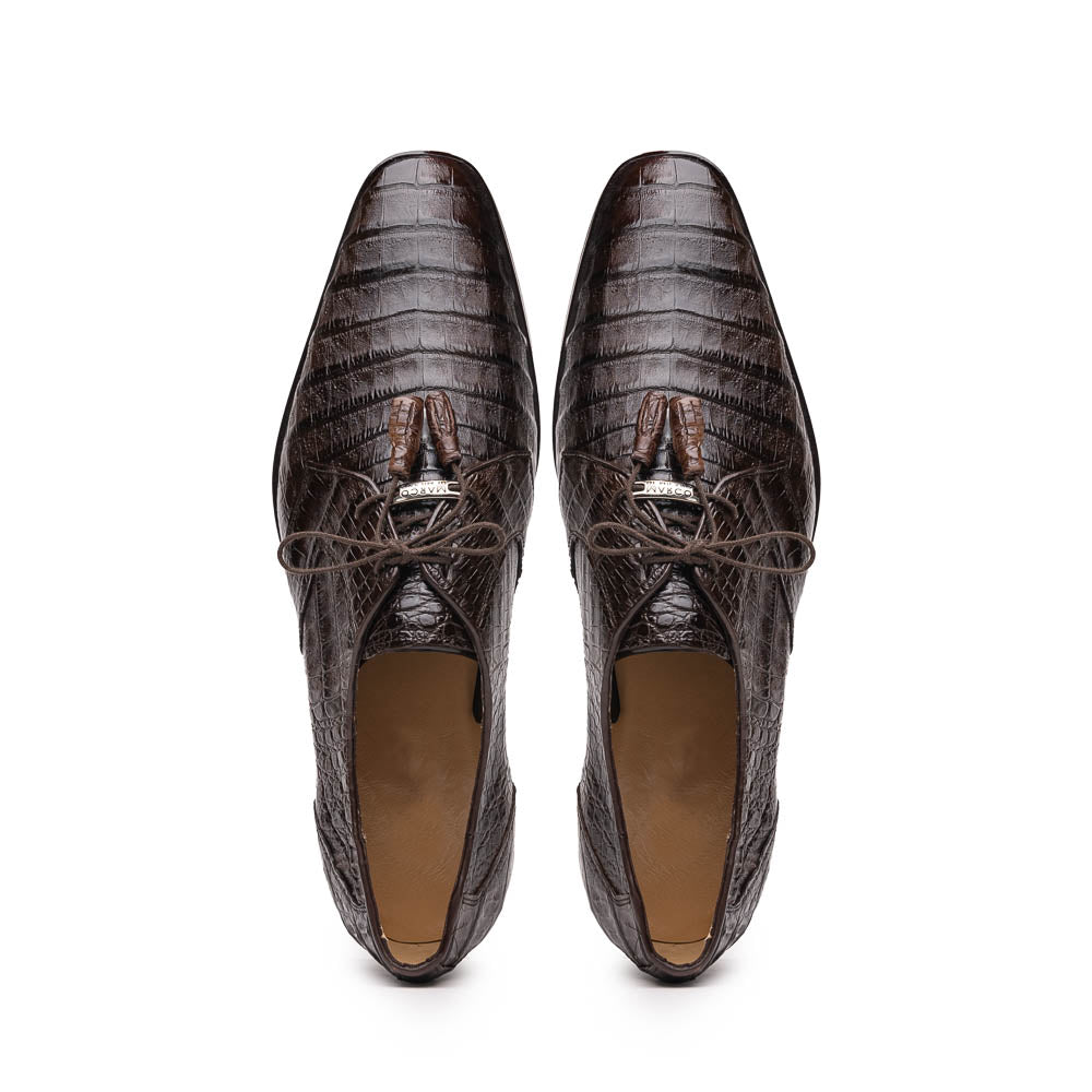 Marco Di Milano Lacio Derby Brown Caiman Crocodile Dress Shoes - Dudes Boutique