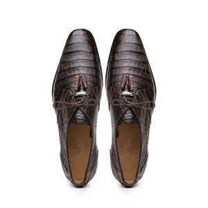 Marco Di Milano Lacio Derby Brown Caiman Crocodile Dress Shoes - Dudes Boutique