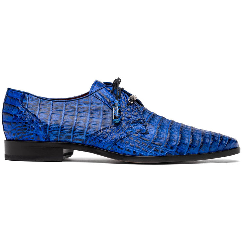 Marco Di Milano Lacio Electric Blue Caiman Crocodile Dress Shoes - Dudes Boutique