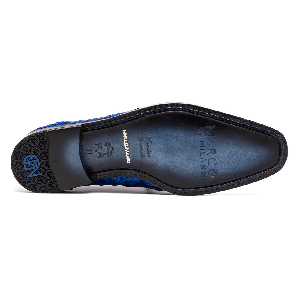 electric blue dress shoes Marco Di Milano Mens Electric Blue Ostrich Leg Double Monk Strap Shoe NAPOLI 9.5