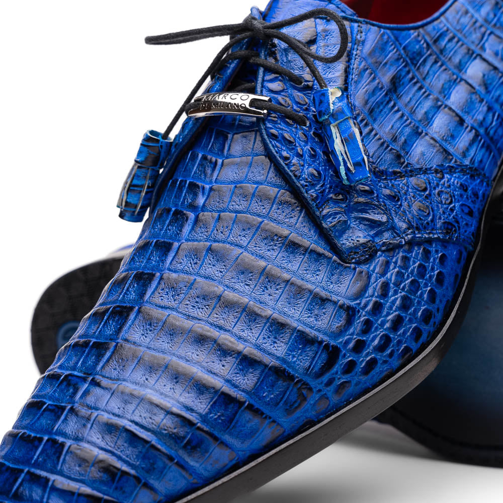 Marco Di Milano Lacio Electric Blue Caiman Crocodile Dress Shoes - Dudes Boutique