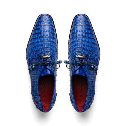 Marco Di Milano Lacio Electric Blue Caiman Crocodile Dress Shoes - Dudes Boutique