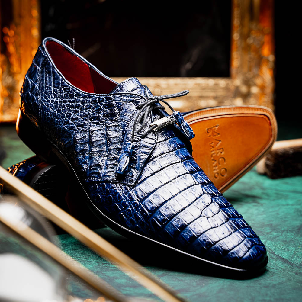 Navy blue sales alligator shoes