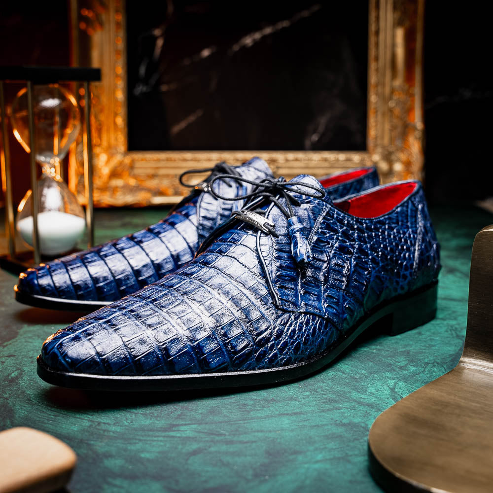 Marco Di Milano Lacio Navy Caiman Crocodile Dress Shoes - Dudes Boutique