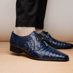 Marco Di Milano Lacio Navy Caiman Crocodile Dress Shoes - Dudes Boutique