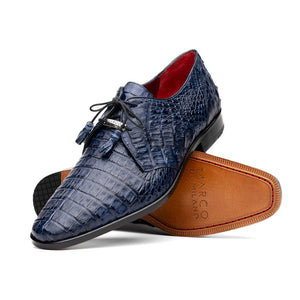 Marco Di Milano Lacio Navy Caiman Crocodile Dress Shoes - Dudes Boutique