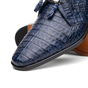 Marco Di Milano Lacio Navy Caiman Crocodile Dress Shoes - Dudes Boutique