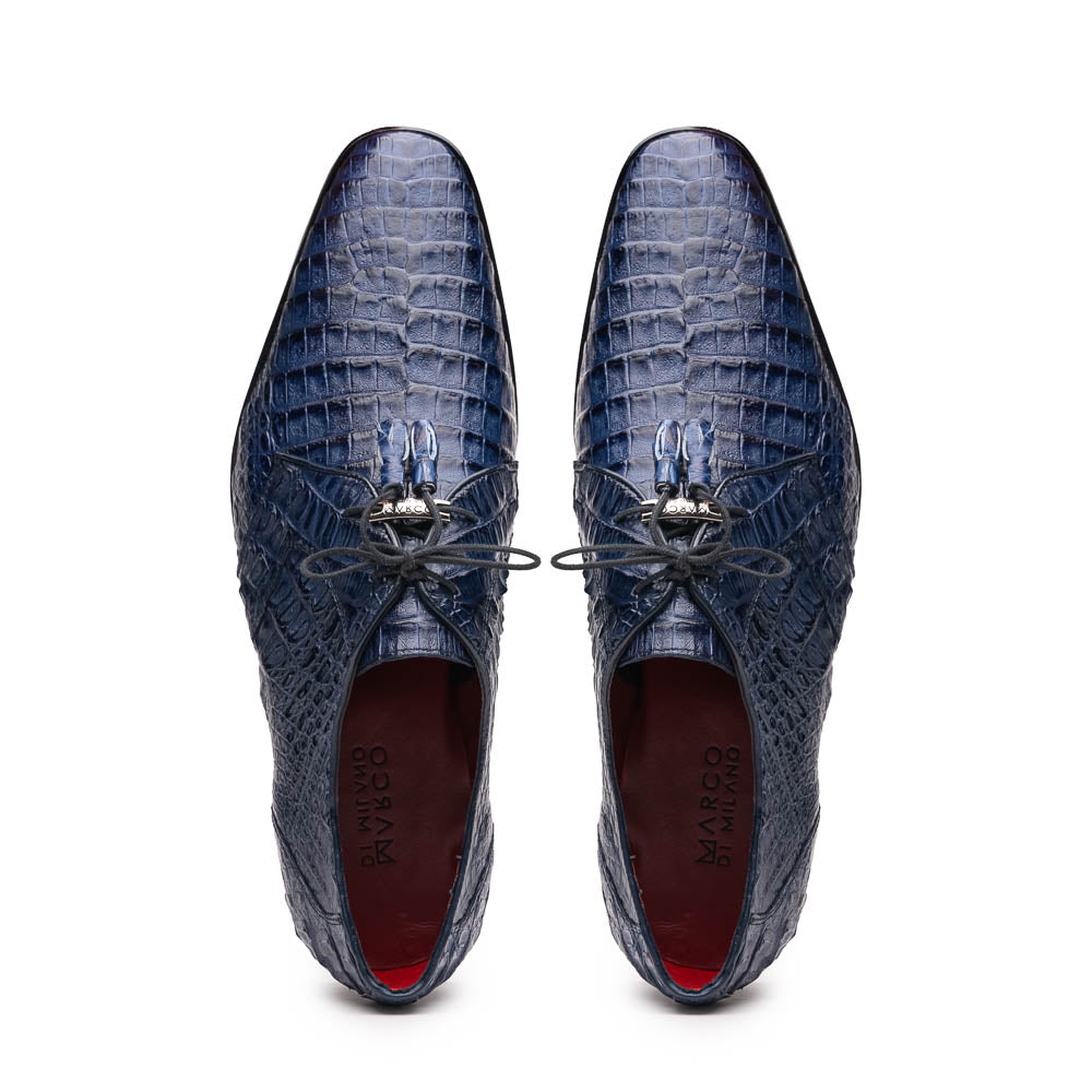 Marco Di Milano Lacio Navy Caiman Crocodile Dress Shoes - Dudes Boutique